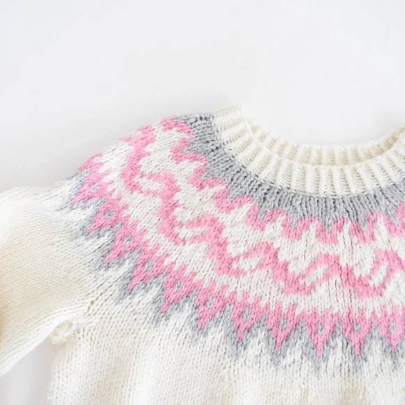 Vintage Handmade Cream Cowichan Chunky Fair Isle Icelandic Fisherman Cabincore M - Picture 10 of 12